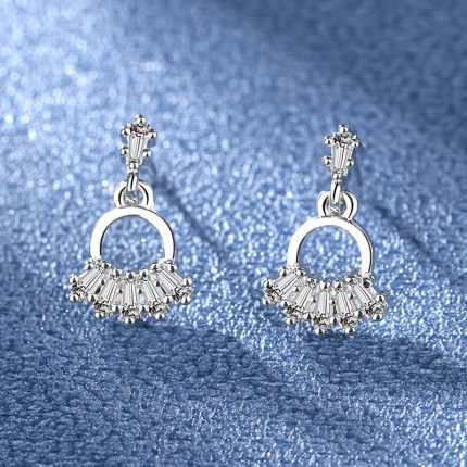 Diamond Cut 925 Sliver Plated Tremella Sweet And Fashionable Earrings